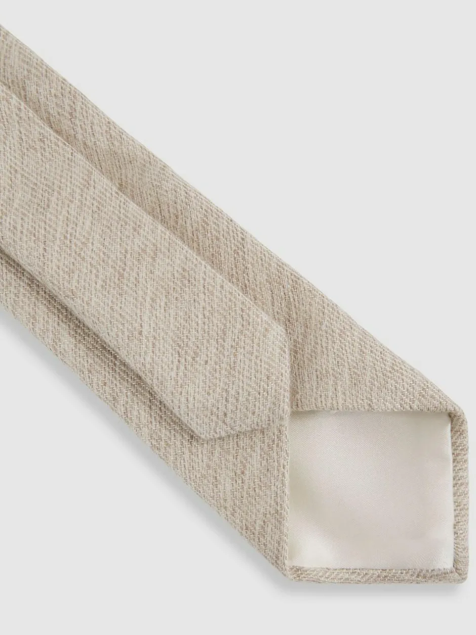 Reiss Donato Wool-Silk Textured Tie Oatmeal Discount