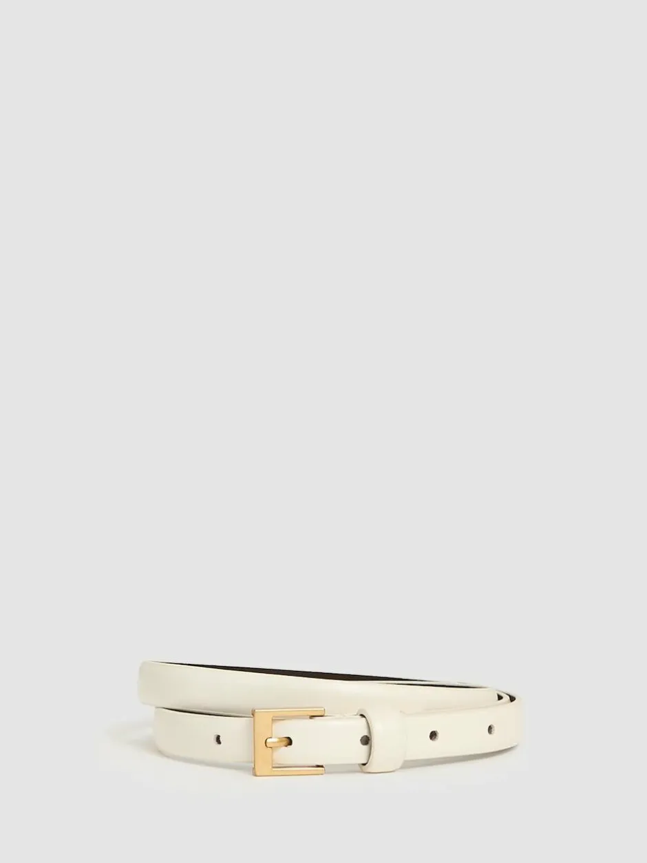 Reiss Holly Thin Leather Belt Off White Clearance