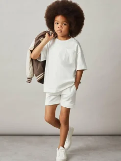 Reiss Perry 3-9 yrs Cotton Brand-Embroidered Shorts Off White Best