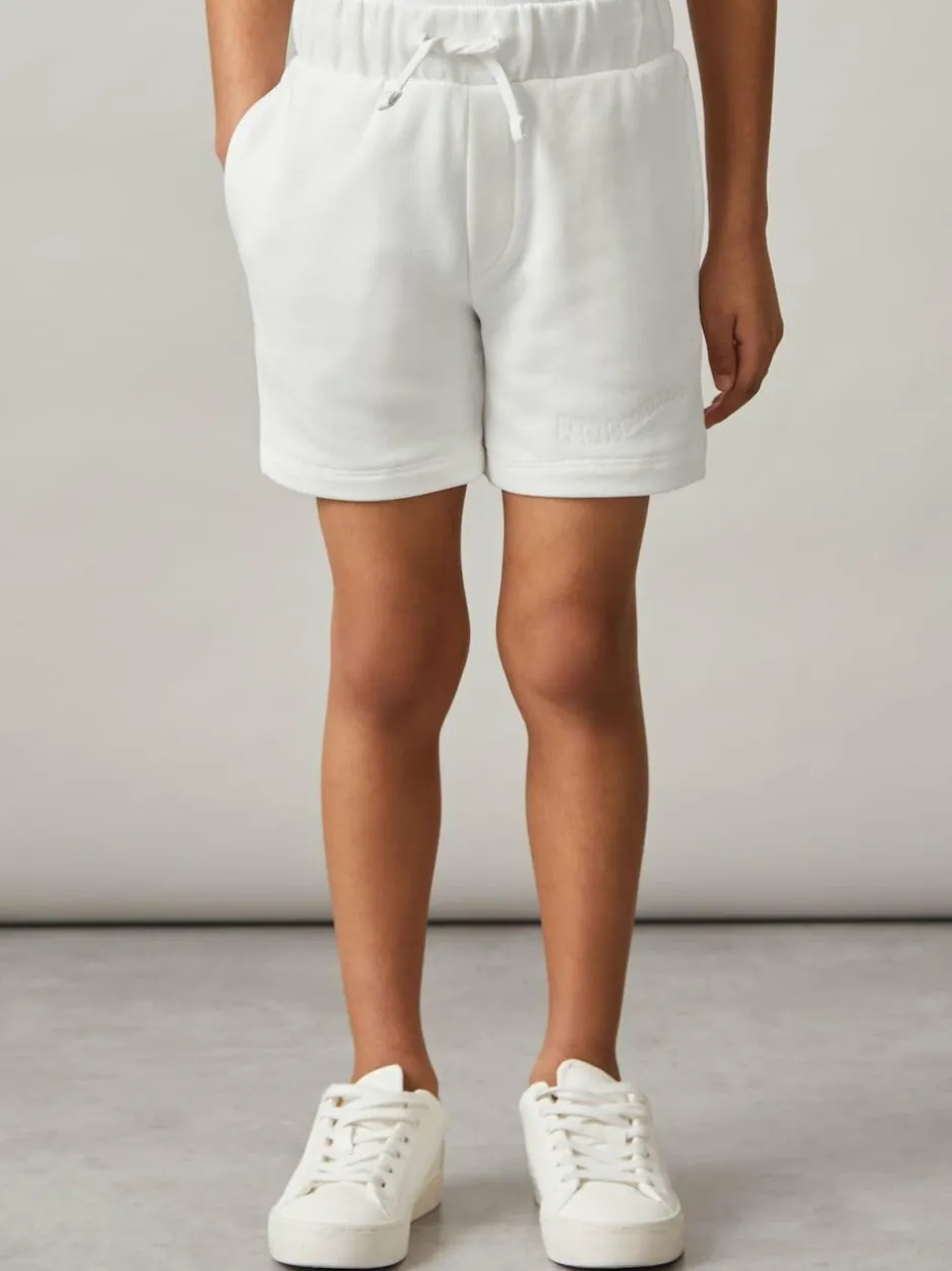 Reiss Perry 3-9 yrs Cotton Brand-Embroidered Shorts Off White Best