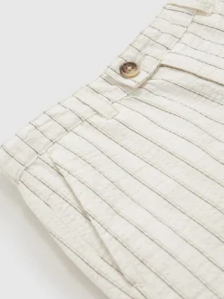 Reiss Off White/Taupe Brown Easton 9-13 yrs Cotton Pinstripe Trousers Regular-Fit Online