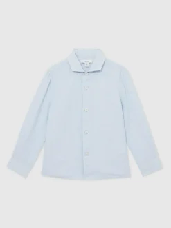 Reiss Ruban 3-9 yrs Linen Cutaway Collar Shirt Pale Blue Discount