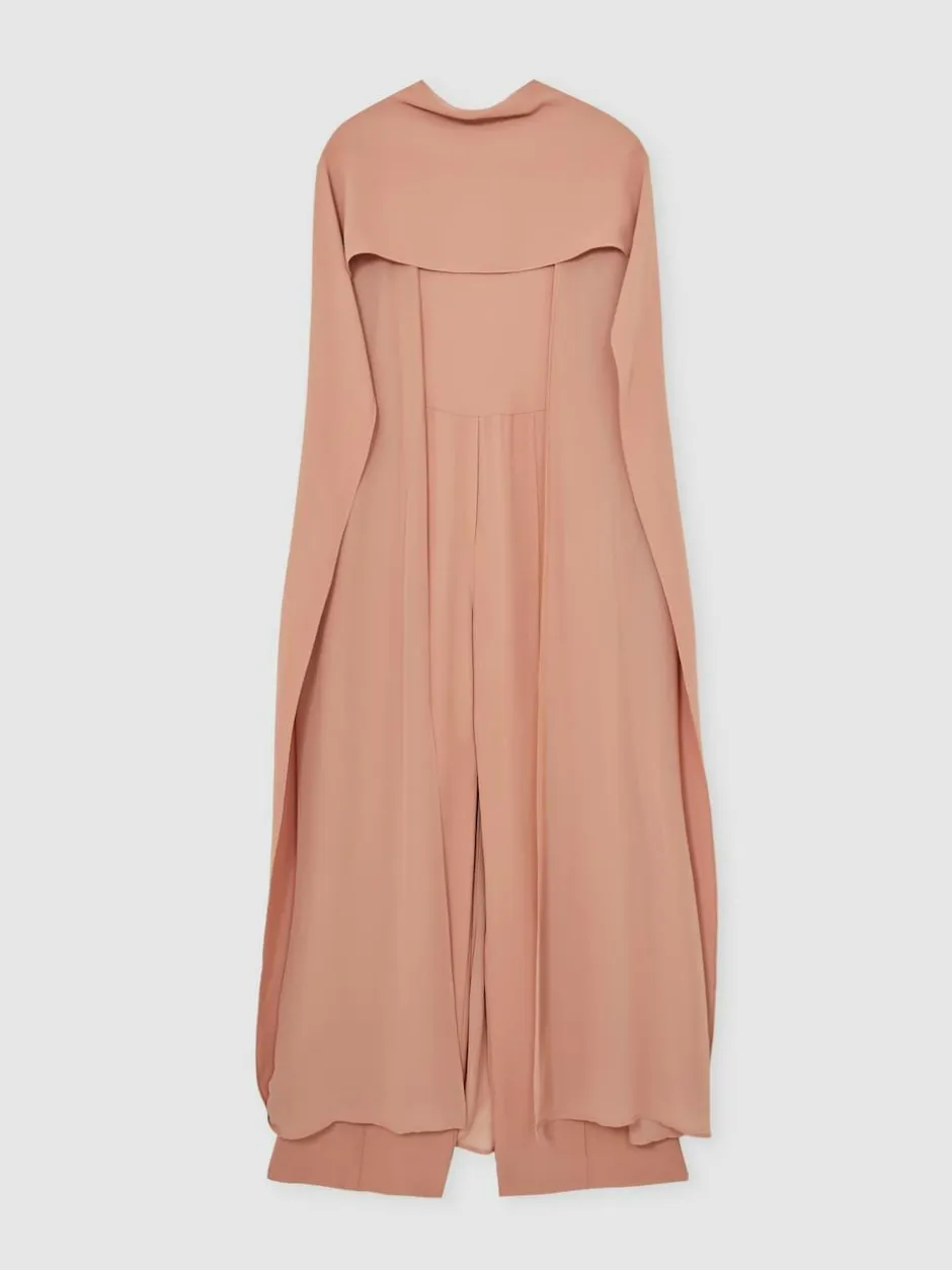 Reiss Farley Wide-Leg Cape Jumpsuit Pink