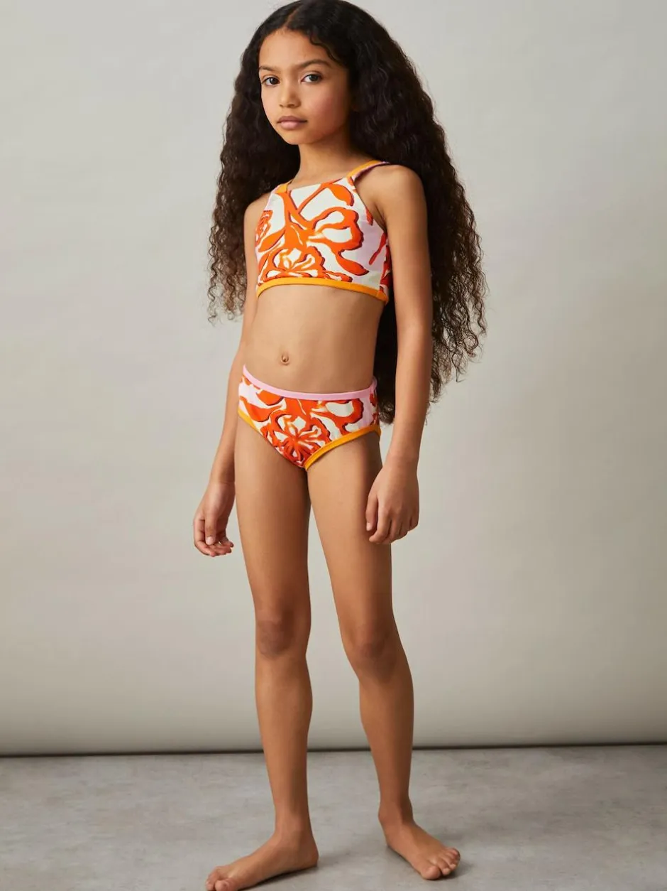 Reiss Pink Print Phoebe 9-13 yrs Floral-Print Bikini Top Hot