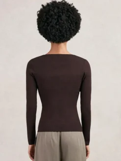 Reiss Tilly Chain-Detail Keyhole Knit Top Plum Hot