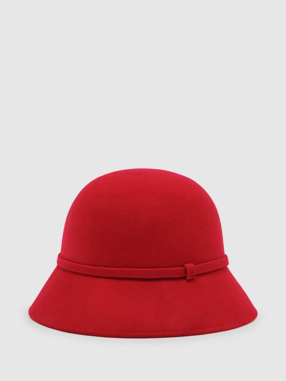 Reiss Felicity Felted-Wool Bucket Hat Red Hot