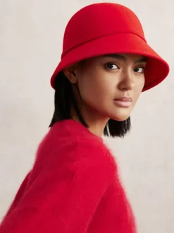Reiss Felicity Felted-Wool Bucket Hat Red Hot
