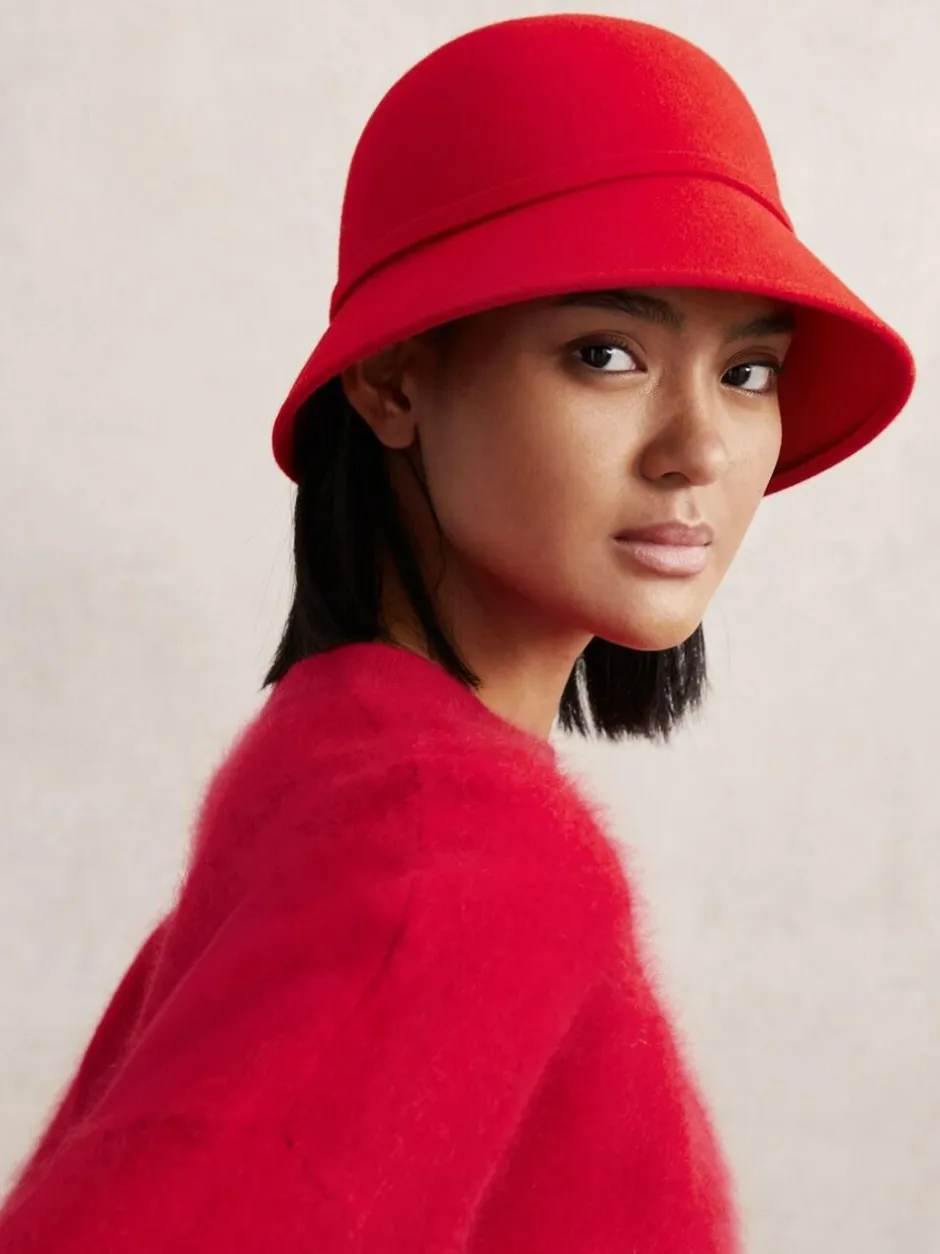 Reiss Felicity Felted-Wool Bucket Hat Red Hot