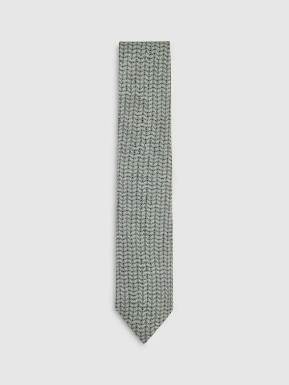 Reiss Bernardo Silk Geometric-Chain Print Tie Sage Sale