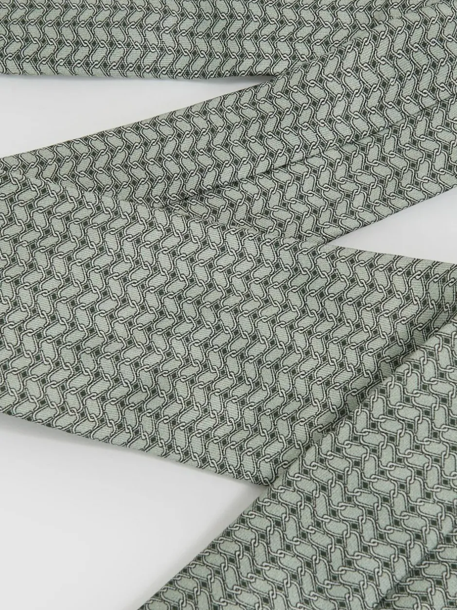 Reiss Bernardo Silk Geometric-Chain Print Tie Sage Sale