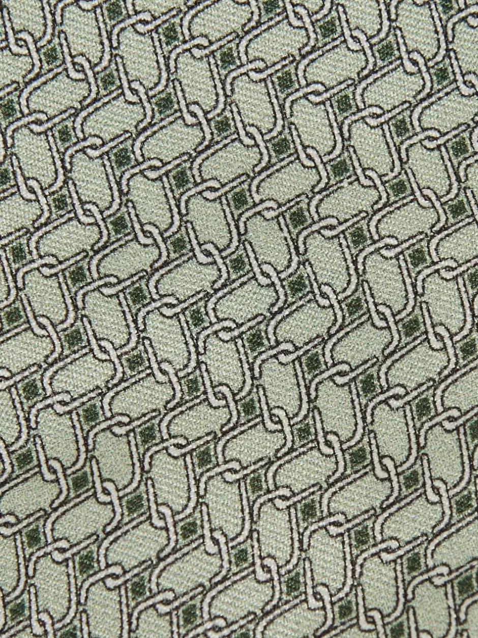 Reiss Bernardo Silk Geometric-Chain Print Tie Sage Sale