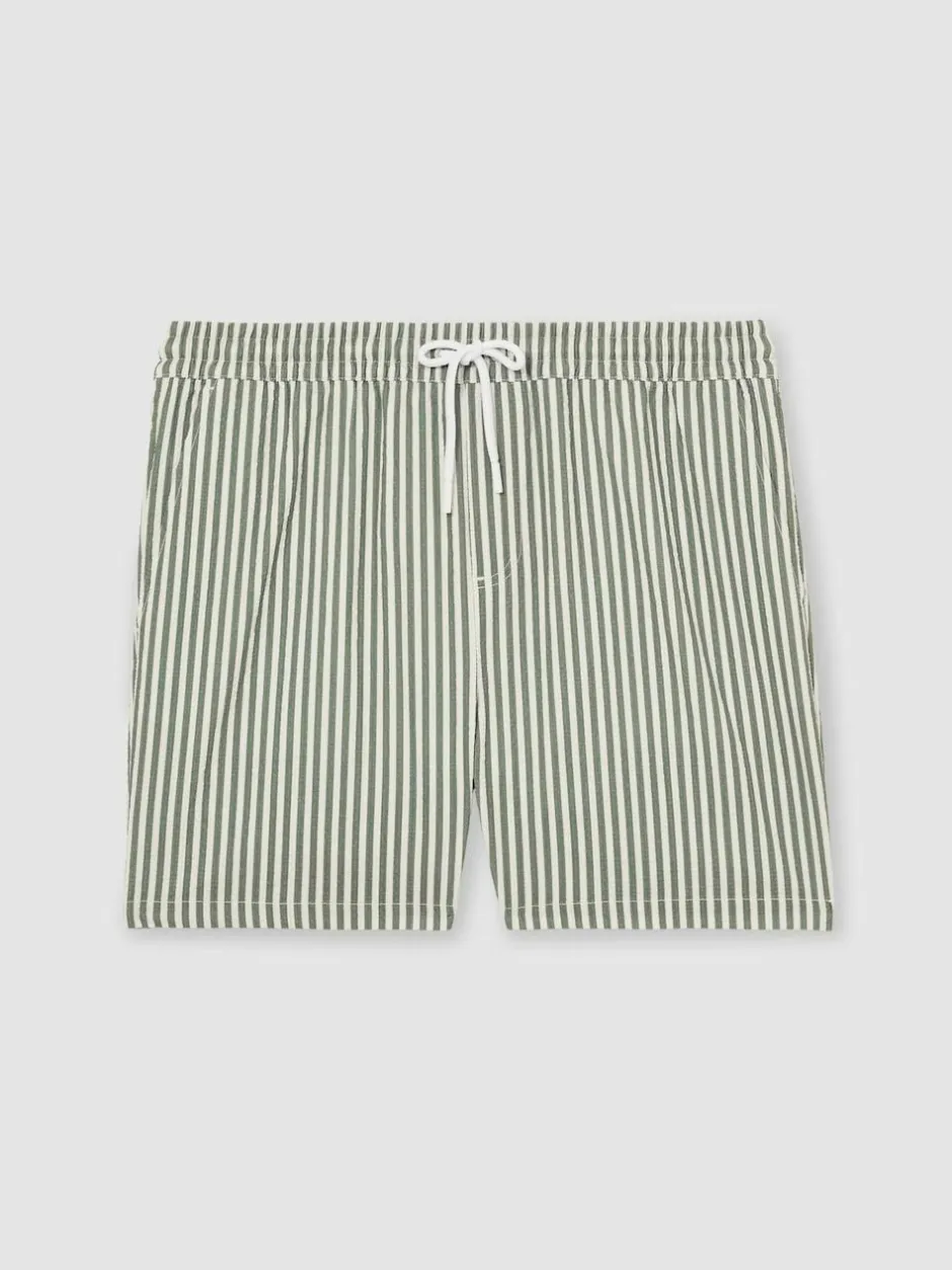 Reiss Bay Seersucker Stripe Swim Shorts Sage/White Sale