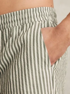 Reiss Bay Seersucker Stripe Swim Shorts Sage/White Sale