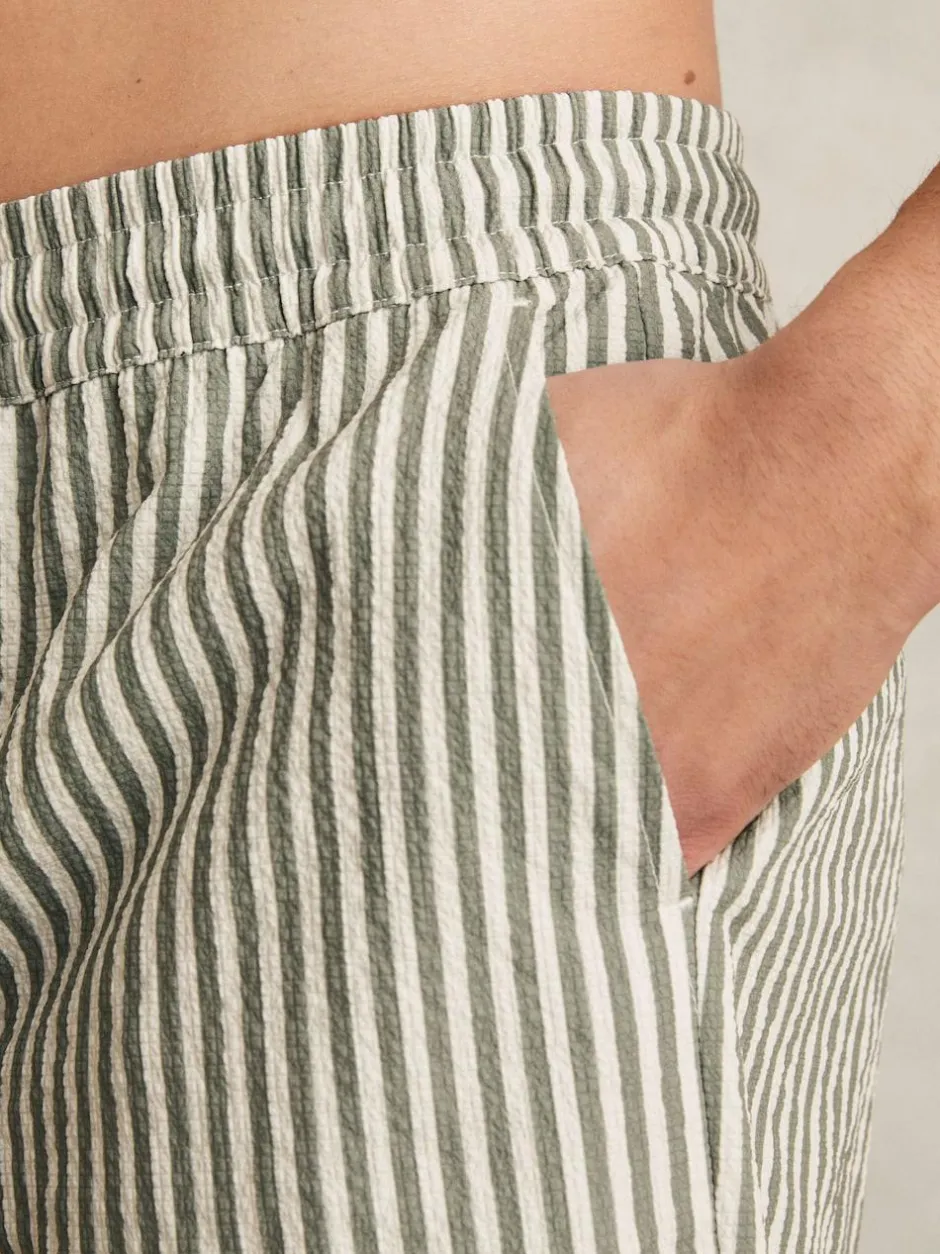 Reiss Bay Seersucker Stripe Swim Shorts Sage/White Sale