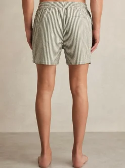 Reiss Bay Seersucker Stripe Swim Shorts Sage/White Sale