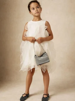 Reiss Silver Amie Girls Crystal-Mesh Ballet Pumps Sale