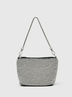 Reiss Silver Leah Crystal Pouch Bag Online