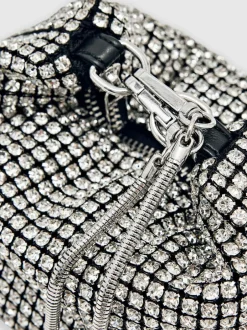 Reiss Silver Leah Crystal Pouch Bag Online