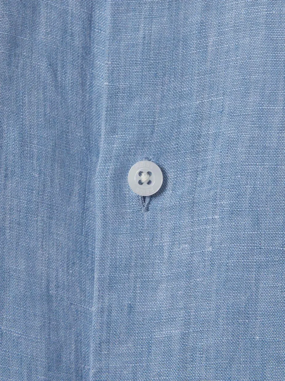 Reiss Ruban 3-9 yrs Linen Cutaway Collar Shirt Sky Blue