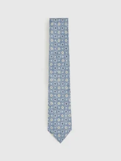 Reiss Cosimo Silk Floral-Medallion Tie Soft Blue Online