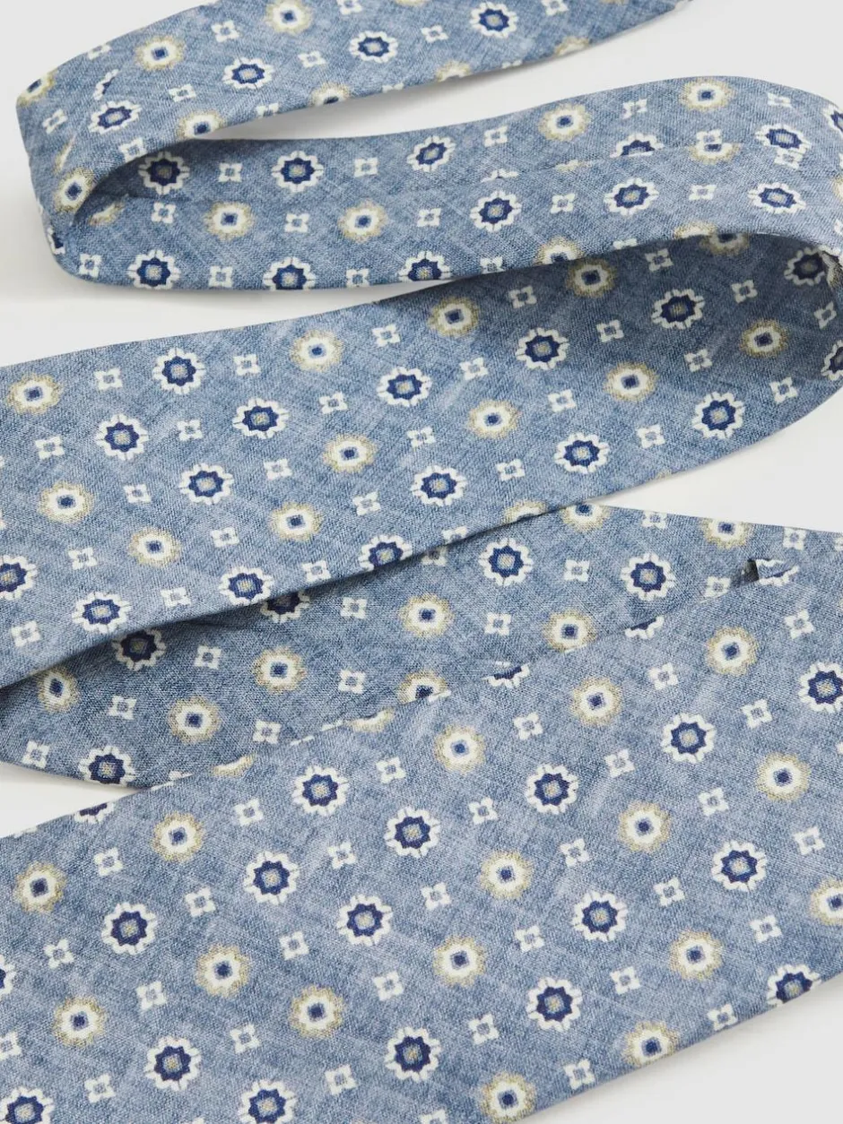 Reiss Cosimo Silk Floral-Medallion Tie Soft Blue Online