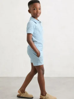 Reiss Soft Blue Piro 3-9 yrs Textured Towelling Shorts Clearance