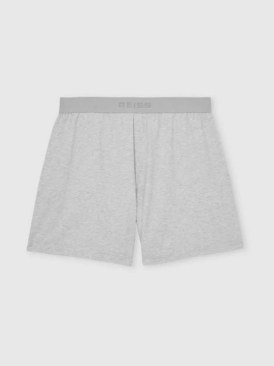 Reiss Fleet Cotton Jersey Logo-Waistband Shorts with Stretch Soft Grey Discount