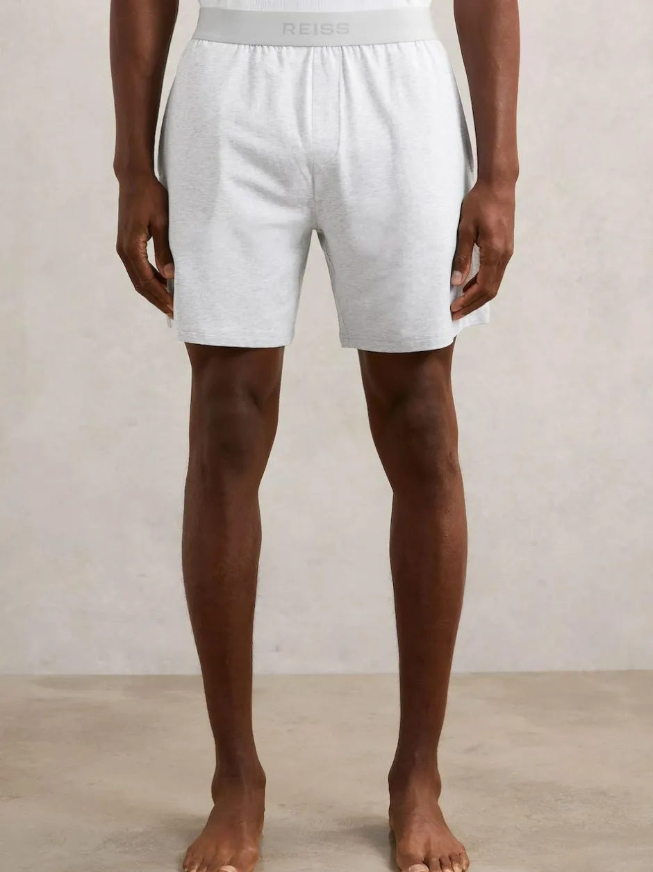 Reiss Fleet Cotton Jersey Logo-Waistband Shorts with Stretch Soft Grey Discount
