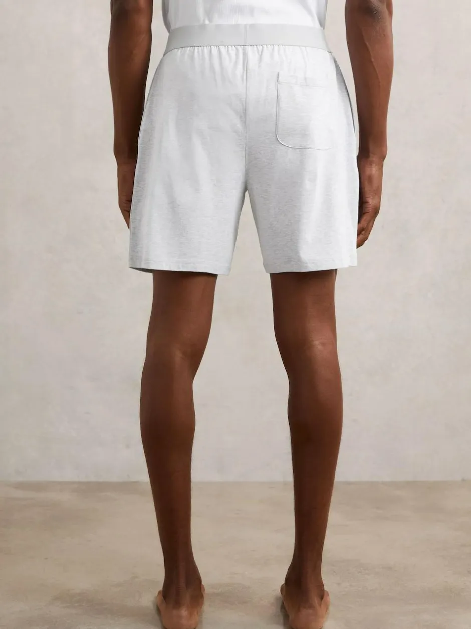 Reiss Fleet Cotton Jersey Logo-Waistband Shorts with Stretch Soft Grey Discount