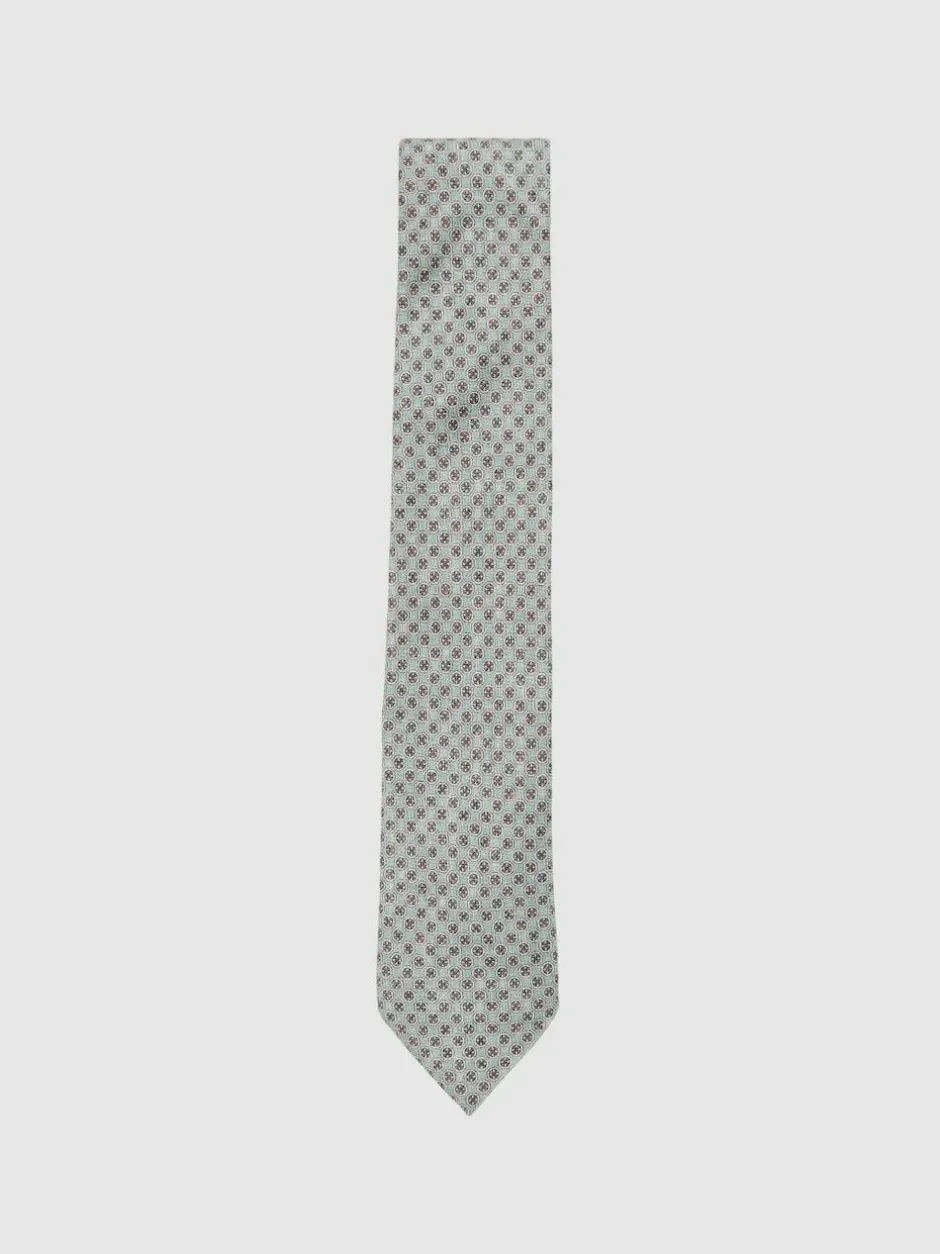 Reiss Santo Silk Medallion-Print Tie Soft Sage Best