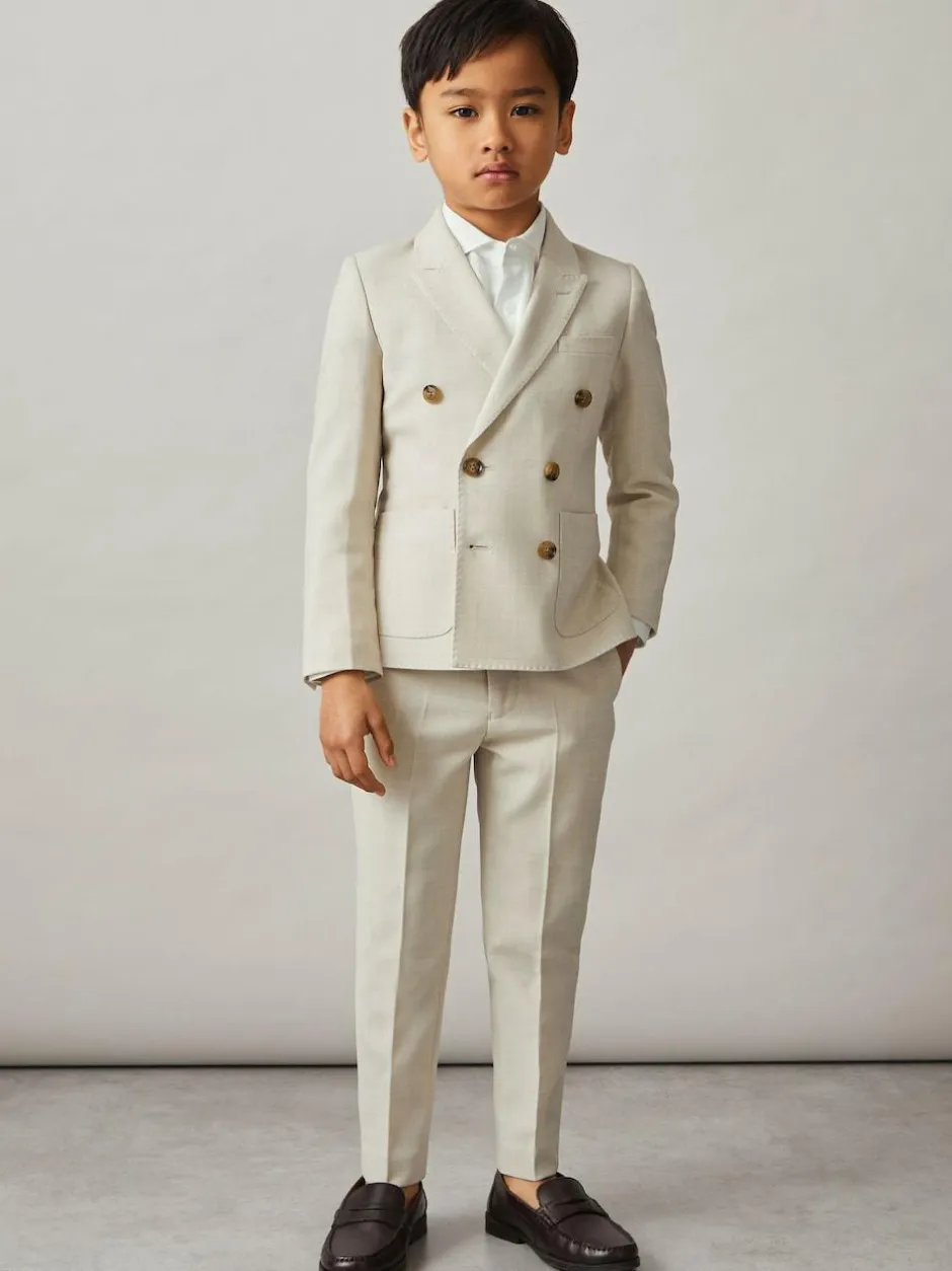 Reiss Stone Belmont J 9-13 yrs Double-Breasted Textured Blazer With Wool Online