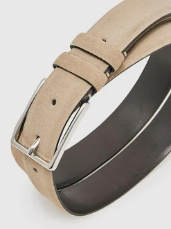 Reiss Dante Suede Belt Stone Hot