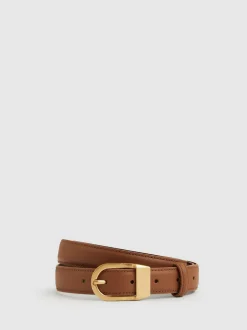 Reiss Hazel Leather Curved-Buckle Belt Tan Best
