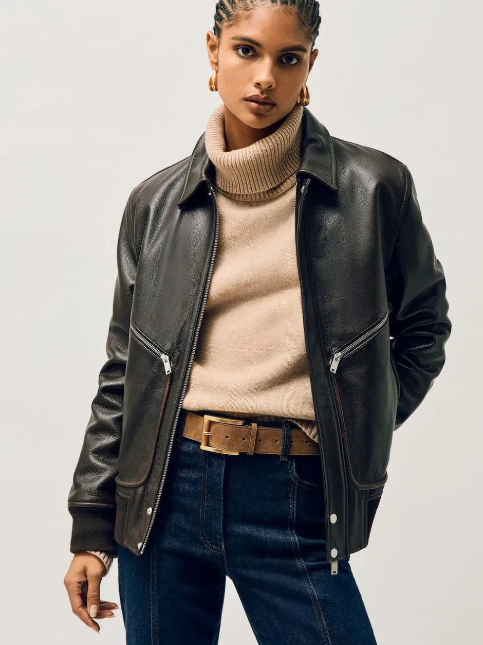 Reiss Tan Rosie Suede Square Roller Buckle Belt Hot
