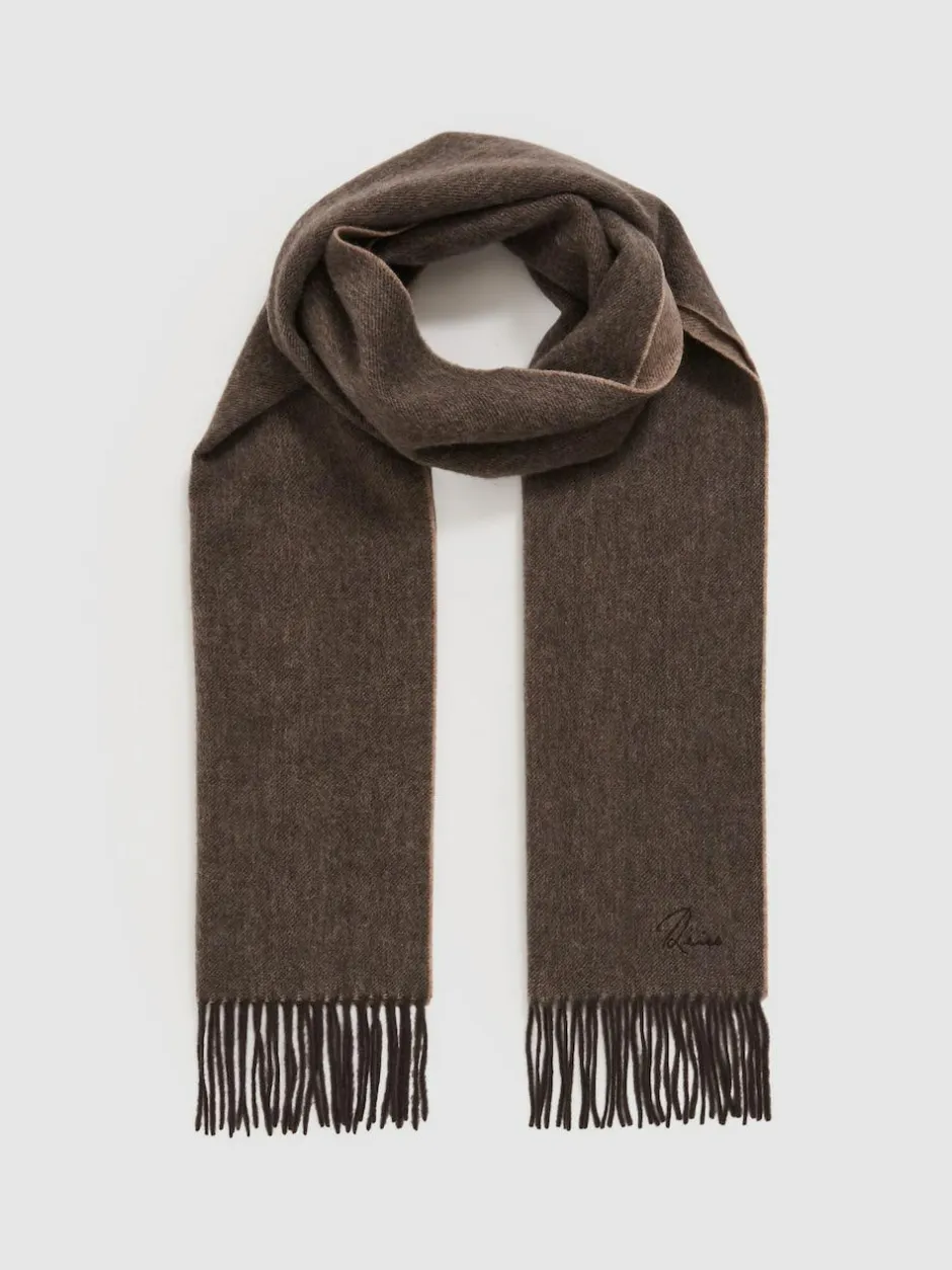 Reiss Taupe Picton Wool and Cashmere Scarf Clearance