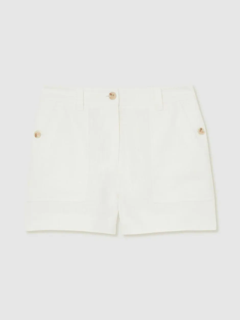 Reiss Ashby Linen Shorts White Hot