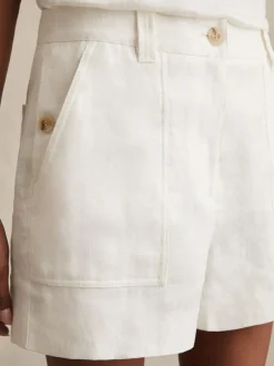 Reiss Ashby Linen Shorts White Hot