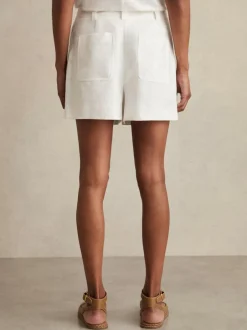 Reiss Ashby Linen Shorts White Hot