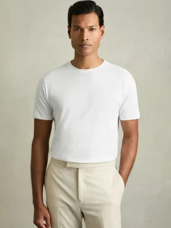 Reiss White Bless Cotton Crew Neck T-Shirt Sale