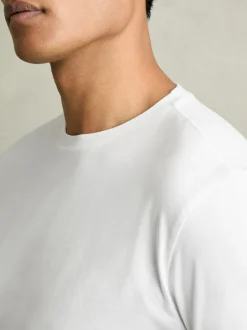 Reiss White Bless Cotton Crew Neck T-Shirt Sale