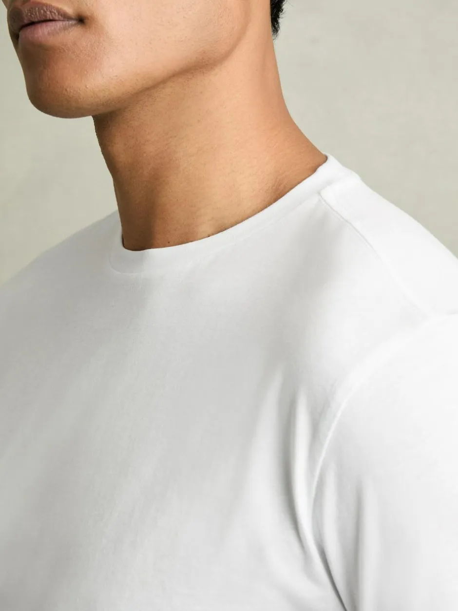 Reiss White Bless Cotton Crew Neck T-Shirt Sale