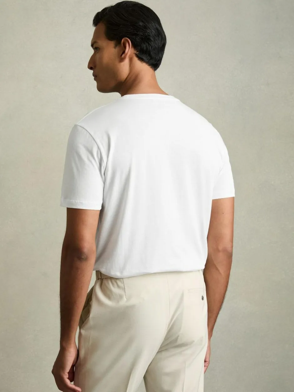 Reiss White Bless Cotton Crew Neck T-Shirt Sale