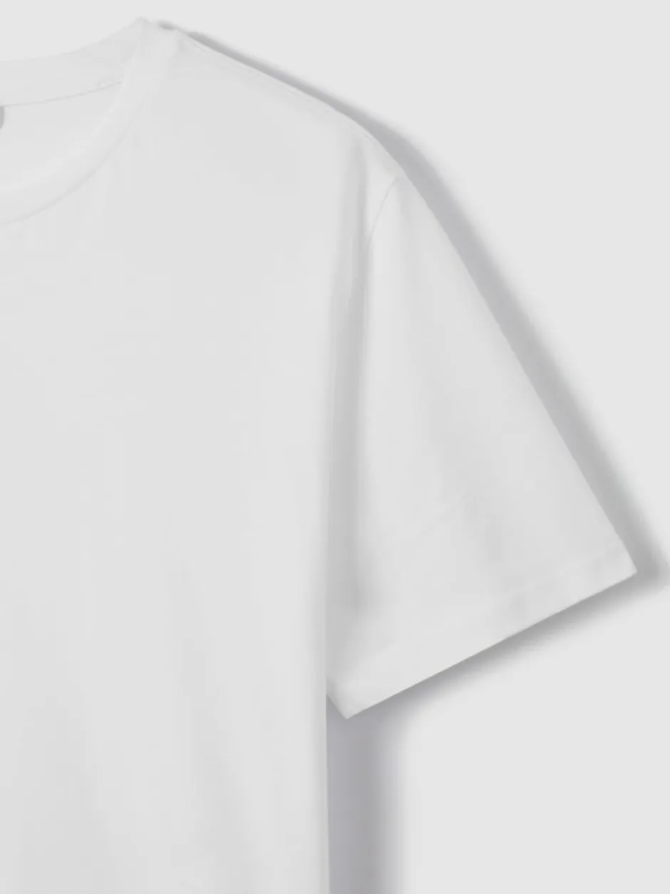 Reiss White Bless Cotton Crew Neck T-Shirt Sale