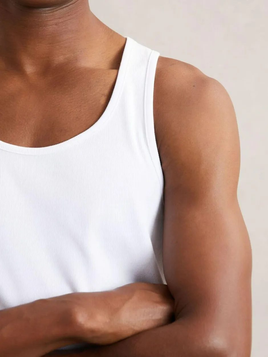Reiss Jaden Stretch-Cotton Ribbed Vest White Sale