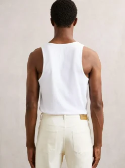 Reiss Jaden Stretch-Cotton Ribbed Vest White Sale