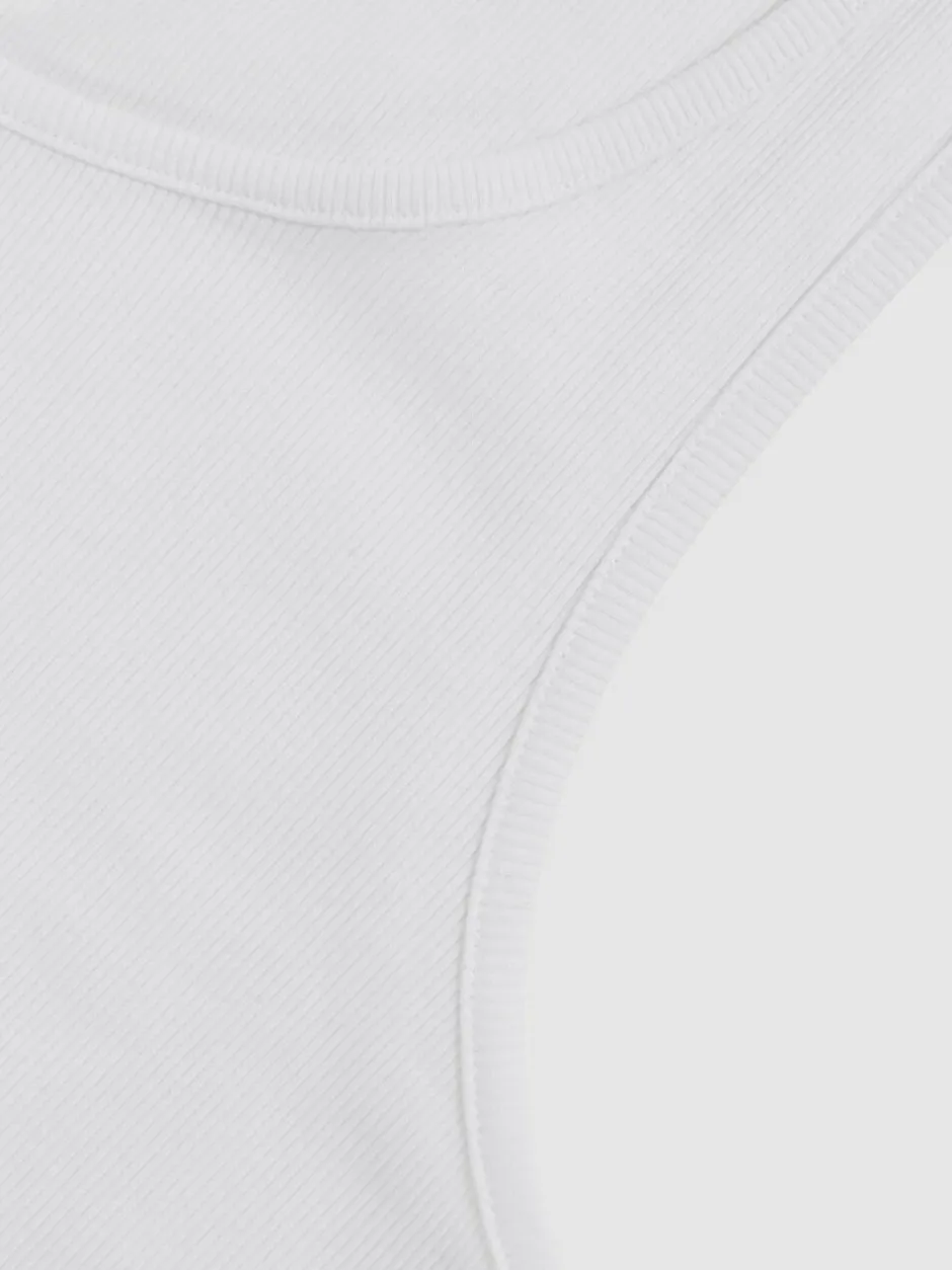 Reiss Jaden Stretch-Cotton Ribbed Vest White Sale