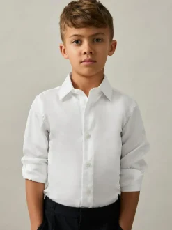 Reiss White Remote 4-9 yrs Slim-Fit Cotton Shirt