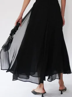 Religion Black Eligion Floaty Sheer Multi Layered Olsen Maxi Skirt New