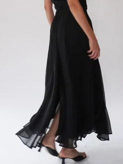 Religion Black Eligion Floaty Sheer Multi Layered Olsen Maxi Skirt New