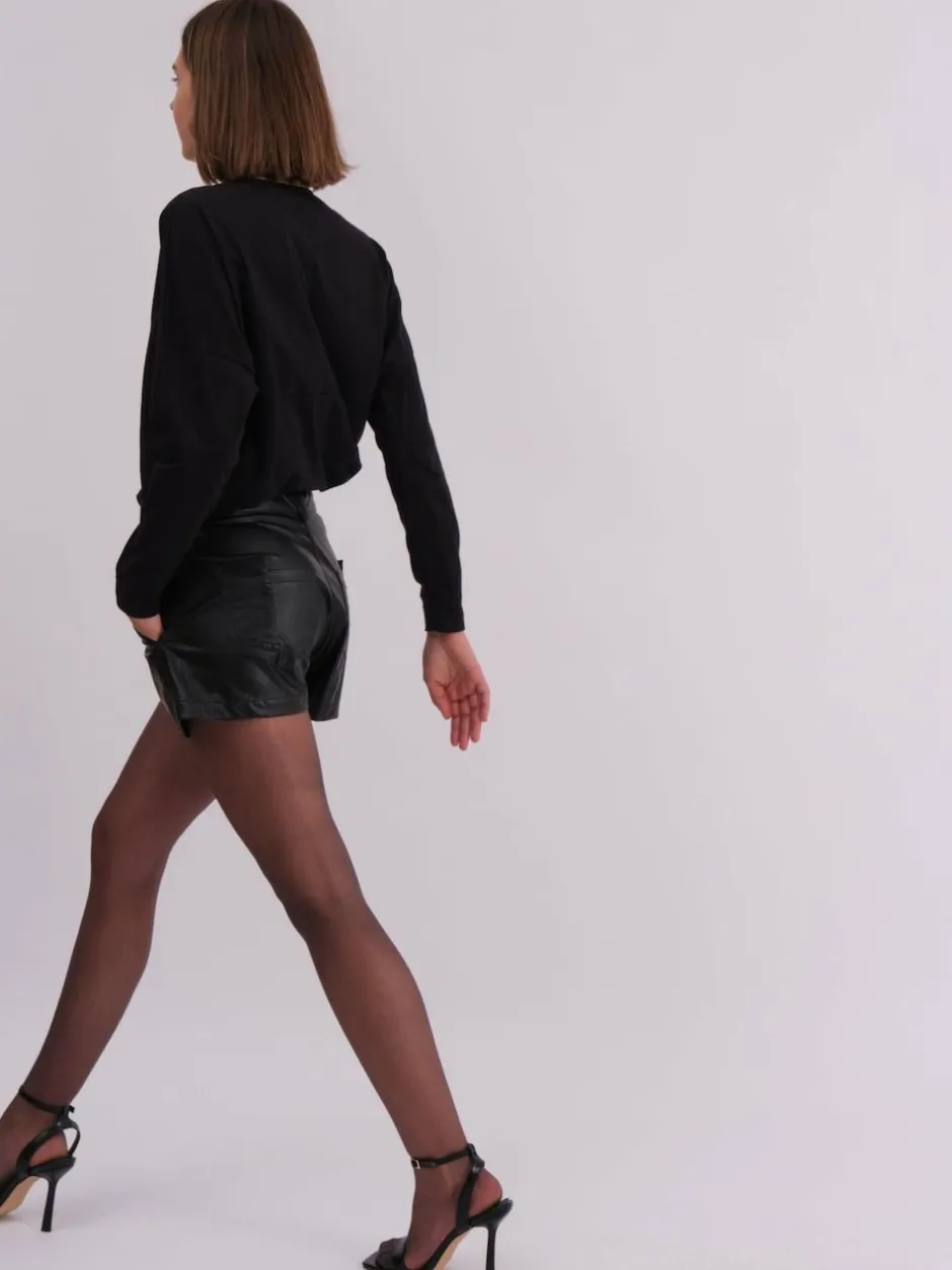 Religion Black Orbit Faux Leather Shorts New